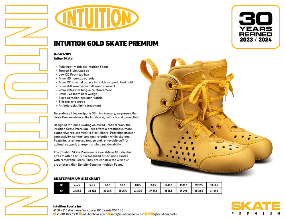 INTUITION PREMIUM SKATE LINER - GOLD