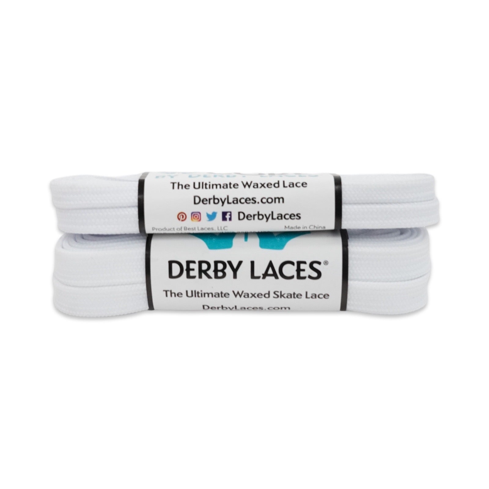DERBY LACES - WAXED - WHITE -  45 inch (114 cm) 1 cm Wide (THICK LACE)