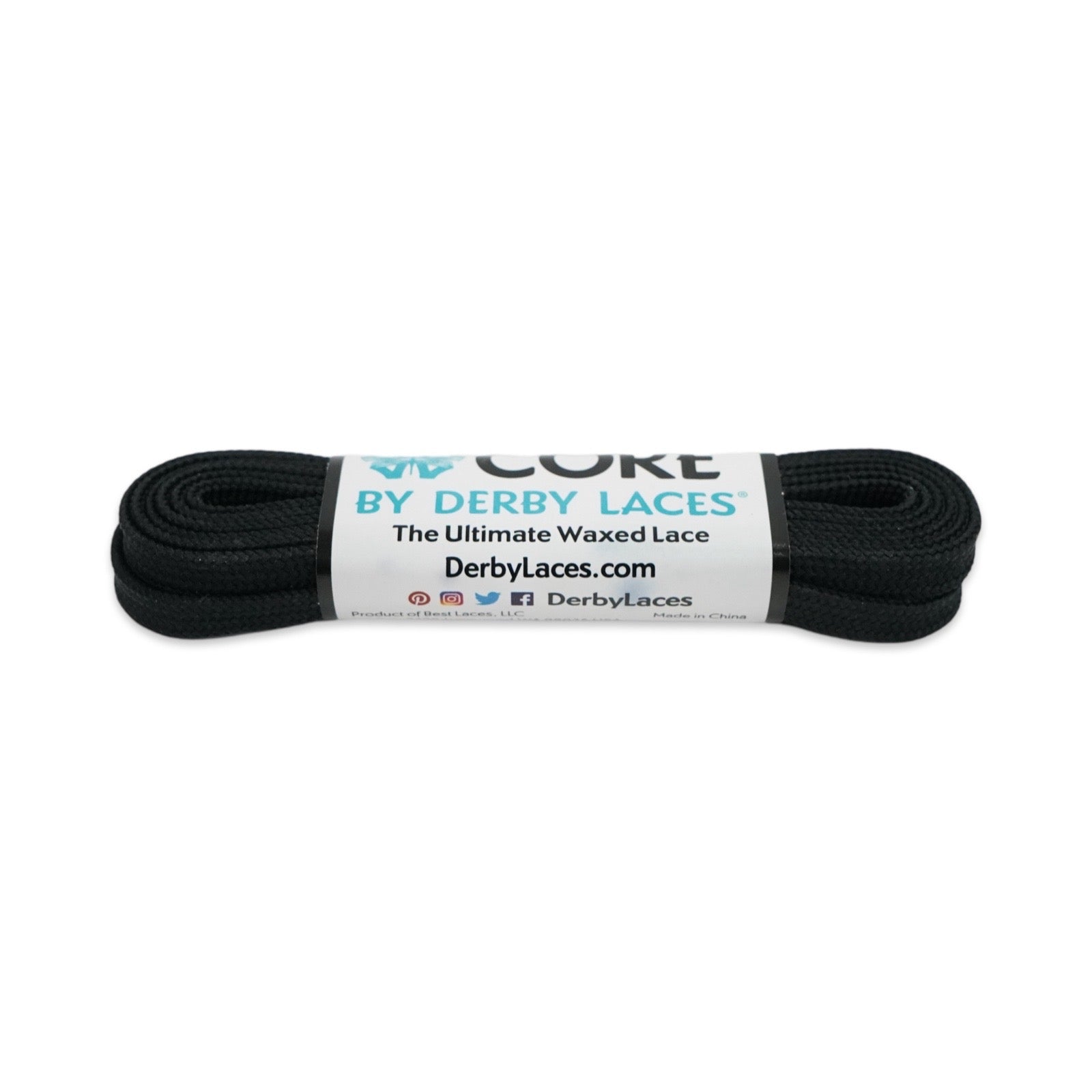 DERBY LACES - WAXED - BLACK -  54 inch  - 137 cm - 6MM WIDE LACE (THIN LACE)